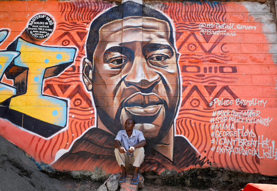 Mural of George Floyd painted in Kibera, Nairobi